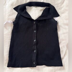 Guess Black Ribbed Knit Top